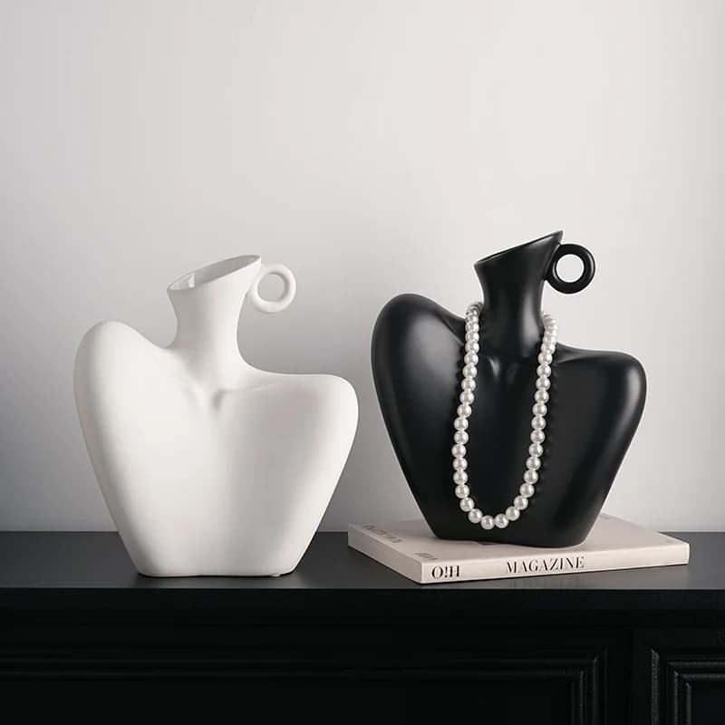 Nouveau Vase humain créatif, conteneur d'arrangement de fleurs de salon, Pot de fleur en céramique, accessoires de décoration pour la maison
