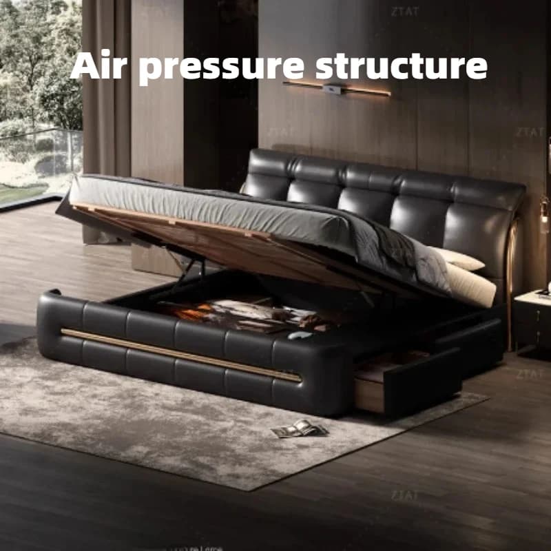 Lit en cuir 200x220cm pour 2 personnes, tête de lit moderne, cadre noir, lit double, lit queen, lit twin, mobilier de chambre à coucher de luxe pour hôtel
