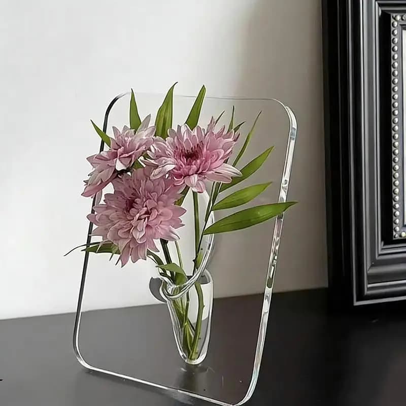 Vase à fleurs en acrylique transparent, vases d'art moderne pour la décoration de la maison, vases décoratifs pour bureaux et étagères