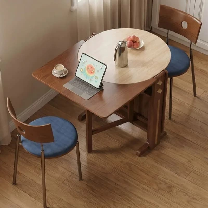 Table à manger pliable, table ronde pour cuisine, petits espaces, table contemporaine, table portable en bois, Mesa Plegable, mobilier d'hôtel
