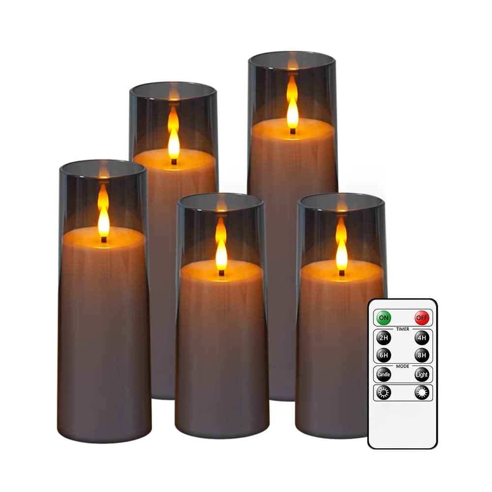 Ensemble de 5 bougies LED de style classique avec télécommande sans flamme pour centre de table de mariage, dîner romantique, décoration de fête