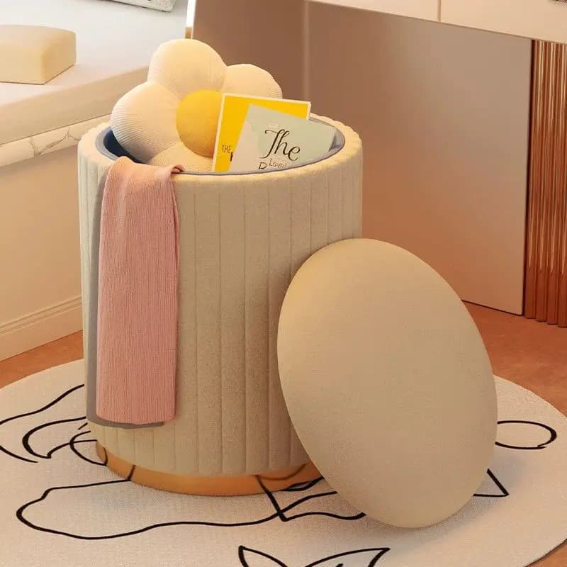 Tabouret de maquillage en bois rond