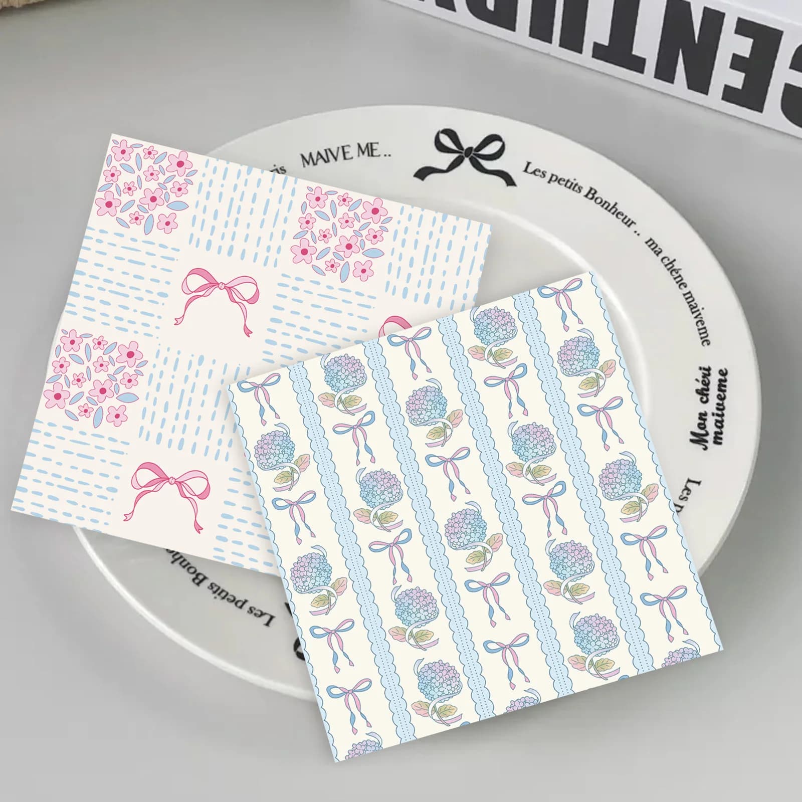 Ruban à nœud et papier artisanal décoratif Floral, 8 feuilles, plat plié pour anniversaire, mariage, douche, fabrication de cartes, décor d'album Photo
