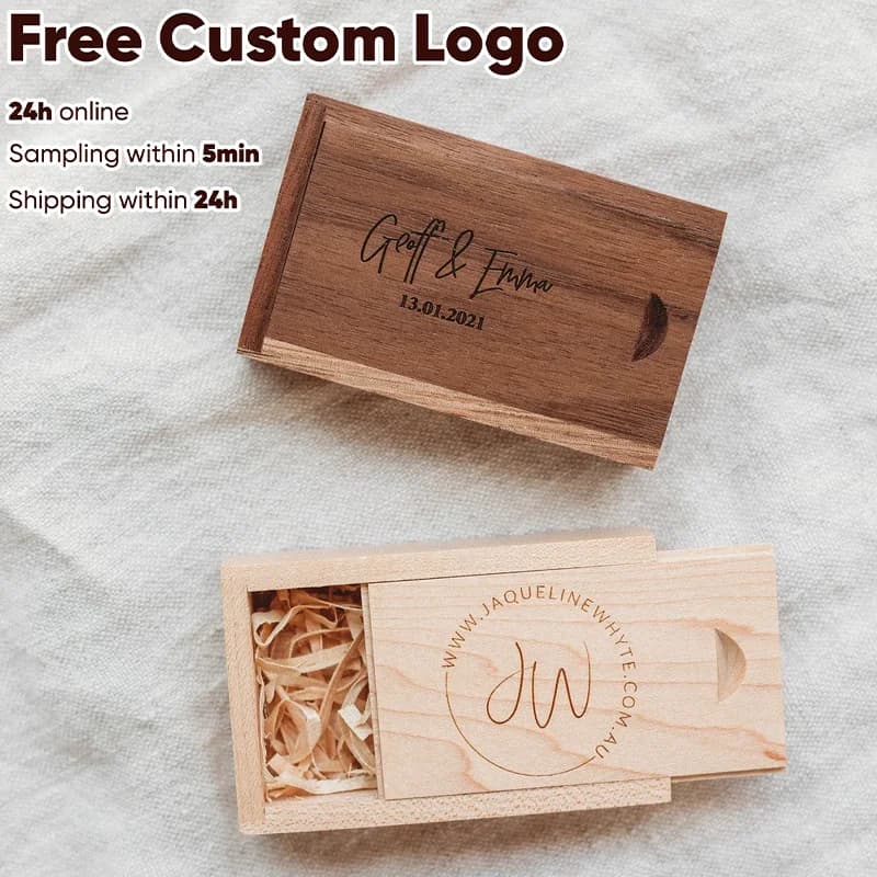 Boîte en bois gravée personnalisée gratuite, cadeau de mariage en noyer/boîte en érable, idéale pour les mariages, les anniversaires, la photographie et les logos gratuits