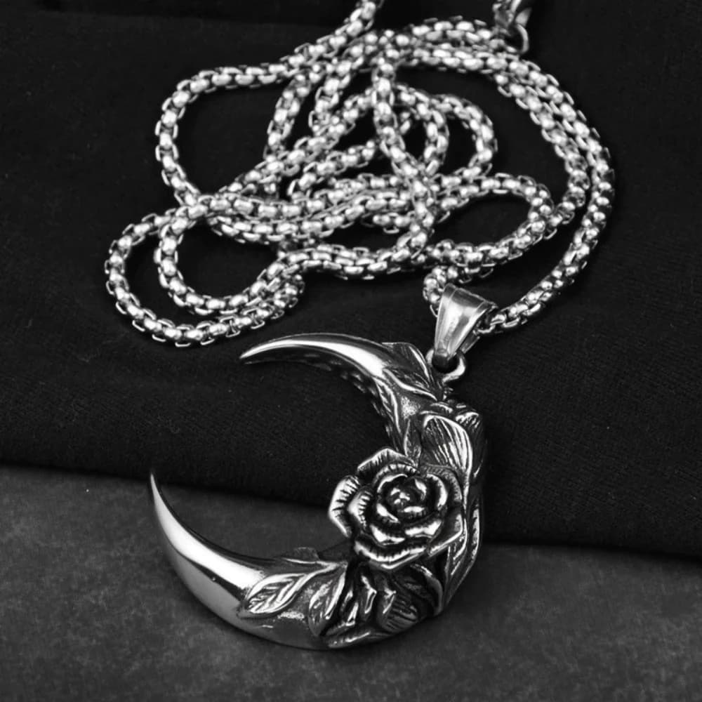 Nouveau collier de couple rétro punk lune rose pendentif, accessoires quotidiens unisexes, bijoux gothiques rap rock pour hommes, cadeaux