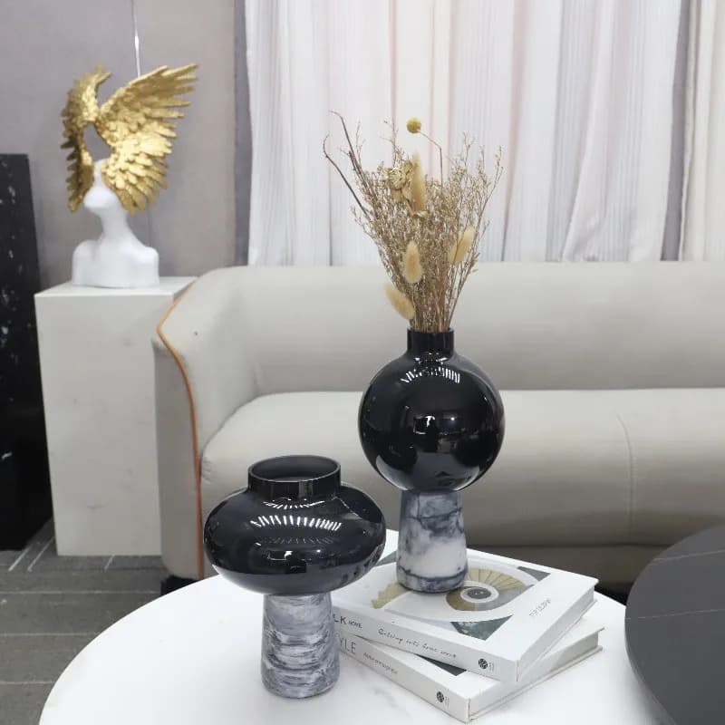 Vases décoratifs en verre marbré pour arrangements floraux hydroponiques ou de fleurs séchées – Artisanat de bureau