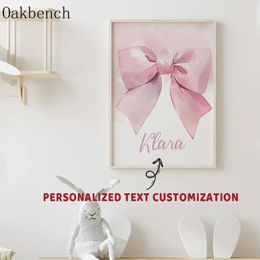 Affiche en Toile Arc-en-ciel Personnalisée avec Nom, Décor avec Nministériels d Papillon Rose pour Chambre de Fille, Décor de Maternelle sans Cadre