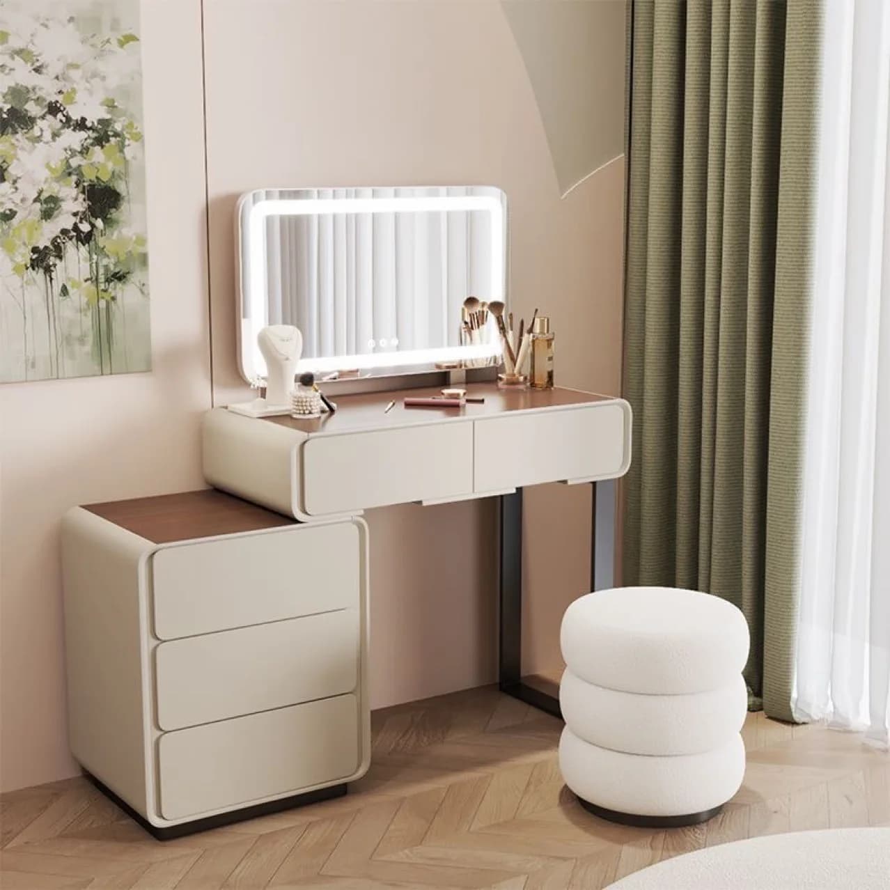 Commode de chambre à coucher en bois massif, vent crème, moderne, Simple, petit appartement, Table de maquillage, rangement de célébrités sur Internet