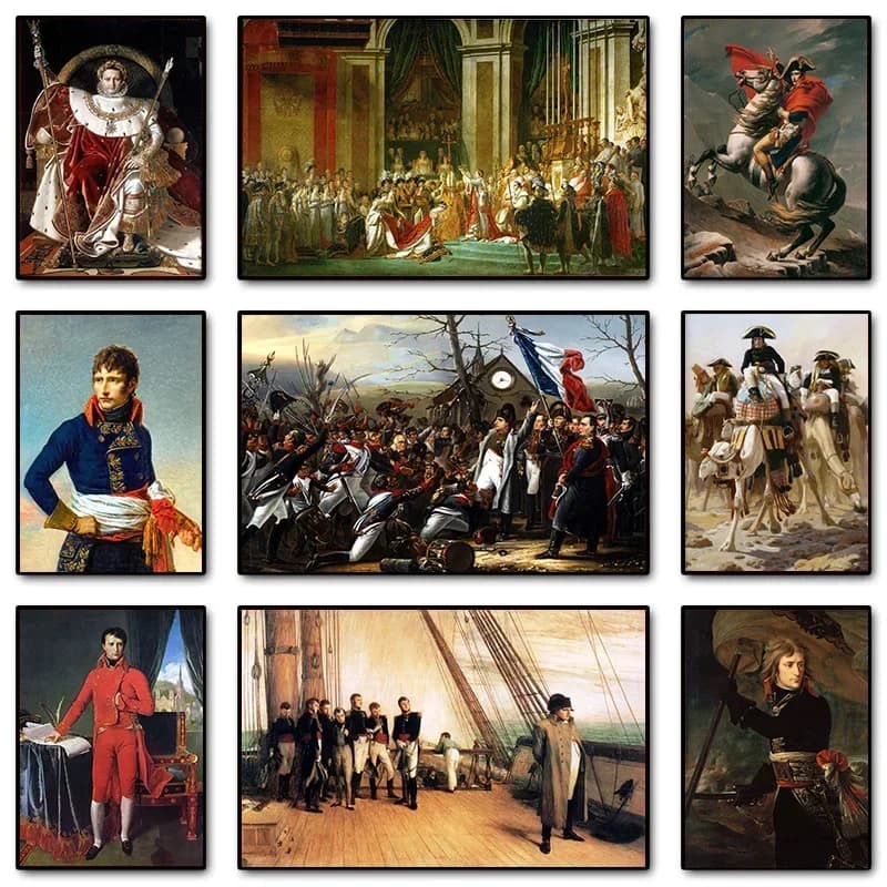 Art mural de couronnement Napoléon Bonaparte classique vintage, affiche imprimée sur toile, adaptée à la maison, au salon, à la décoration de bureau