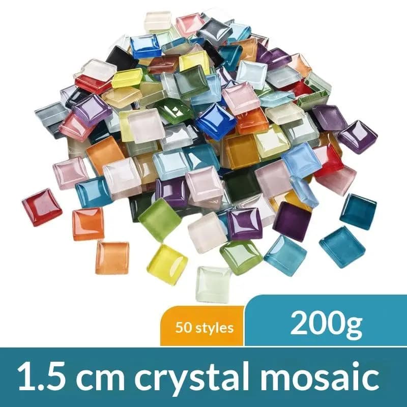 Tuiles de mosaïque en cristal carrées de 1,5 cm, résistantes aux UV, pour l'extérieur, l'intérieur, les travaux manuels, la décoration de la maison, les projets artistiques