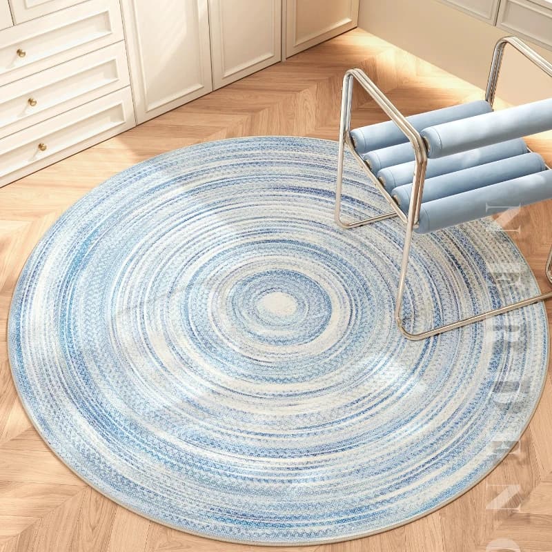 Tapis rond bleu style INS pour chambre à coucher, tapis de salon lavable, tapis imperméable antidérapant pour vestiaire, tapis doux