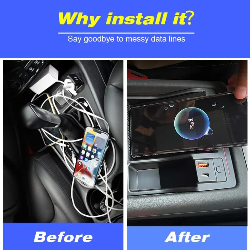 Chargeur sans fil rapide avec boîte d'accoudoir, accessoires de charge de téléphone, pièces intérieures de stockage, Audi A4, B9, RS4, A5, RS5, 2023-2017