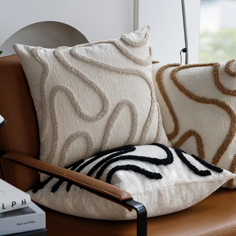 Juste de coussin en chenille à fermeture éclair, housse de coussin touffetée, ligne simple, usage domestique, diverses décorations de pièce, lavable en machine