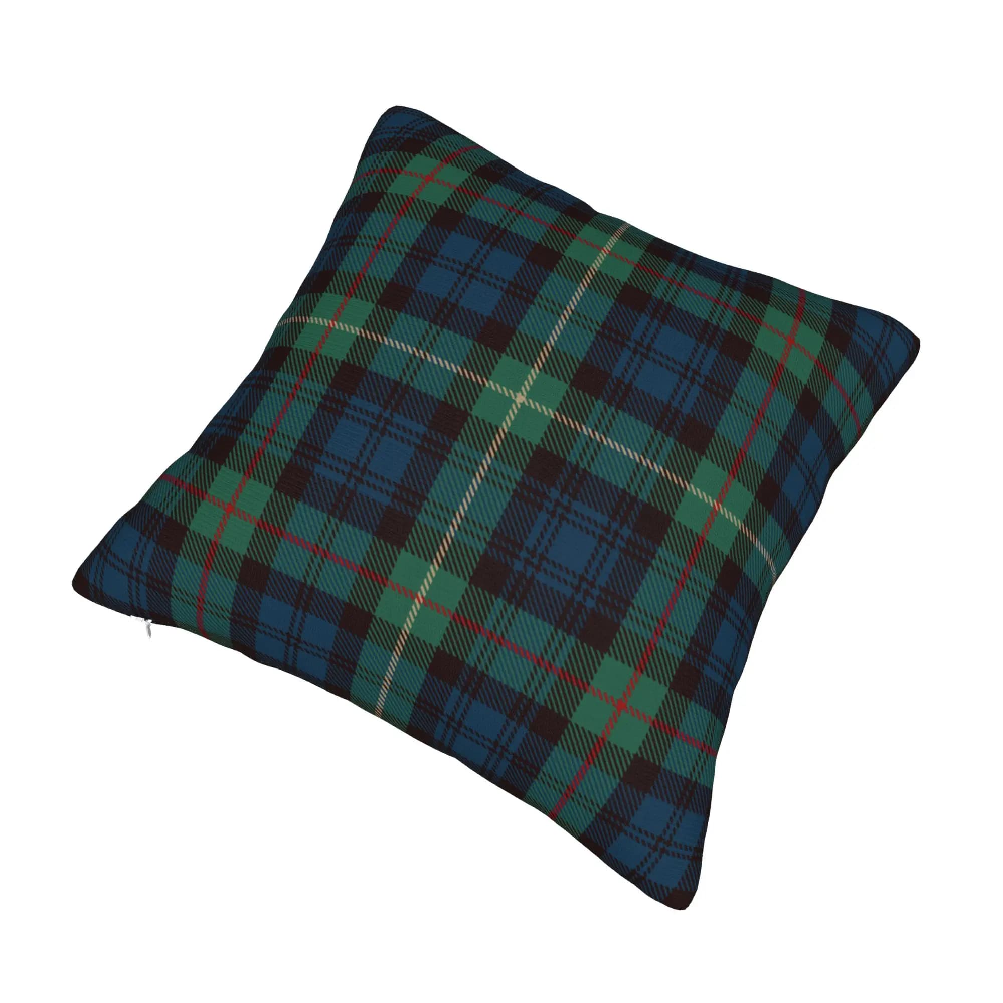 Tartan rustique vert et bleu noir montre Plaid vacances taie d'oreiller impression tissu housse de coussin vérifier taie d'oreiller couverture