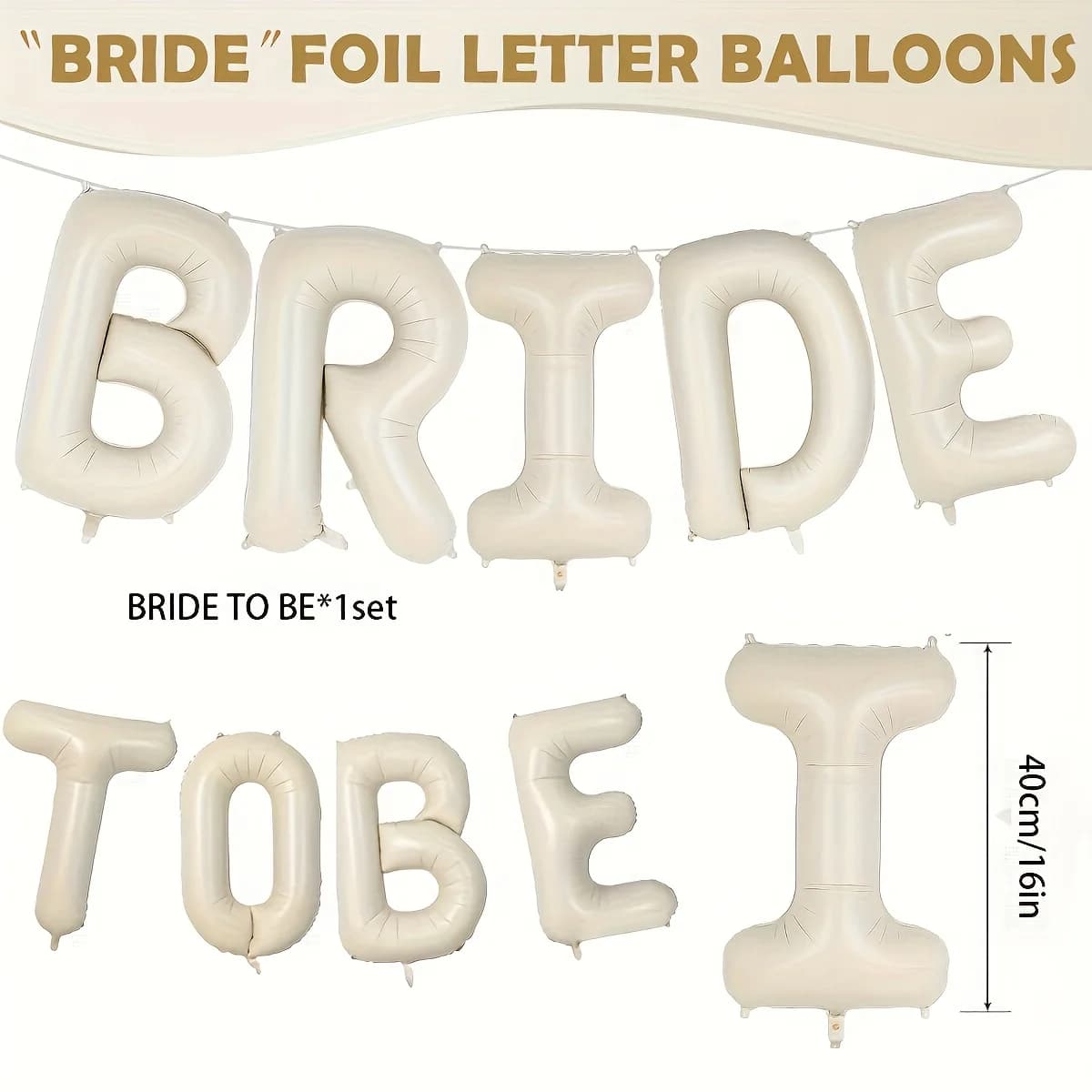 Décoration de Fiançailles 9 pièces Ballons en Aluminium Lettres 'Bride To Be' Blanc Crème 16 Pouces pour Mariage, Enterrement de Vie de Jeune Fille, Douche Nuptiale