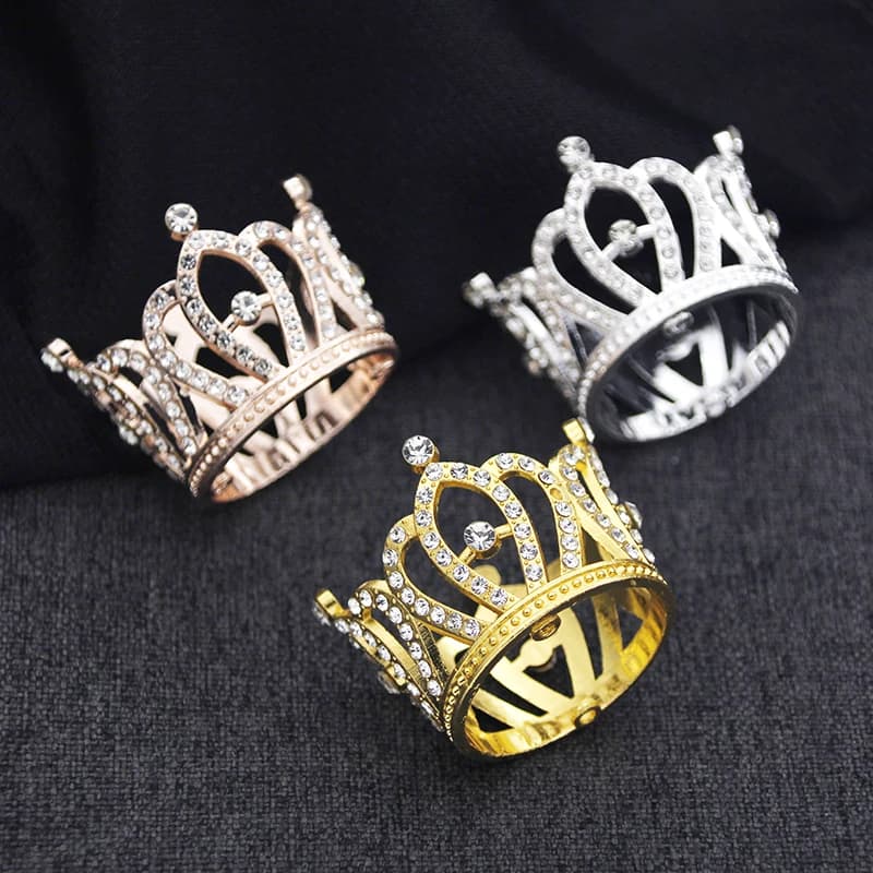 Décoration florale d'anniversaire pour femme, décoration de gâteau, couronne, petites tiaras pour poupée, diadème, bijoux de cheveux de mariée, tiaras, ornements