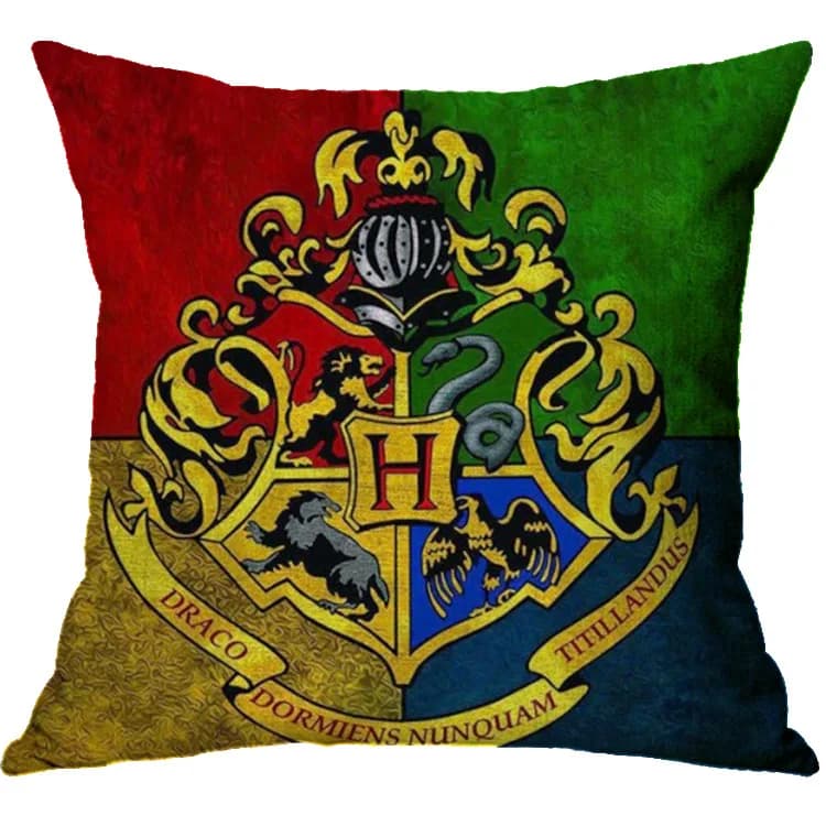 Housse de coussin imprimée dessin animé Harry Potter, taie d'oreiller zippée pour canapé, cadeau d'anniversaire sur le thème de Potter