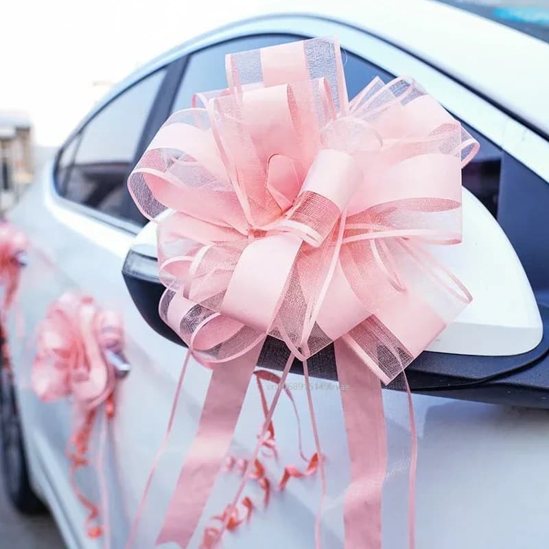 Ruban de voiture de mariage blanc, nœuds de traction, emballage cadeau, décor de voiture de mariage, fournitures de fête d'anniversaire, chaises Pew, décoration de maison DIY