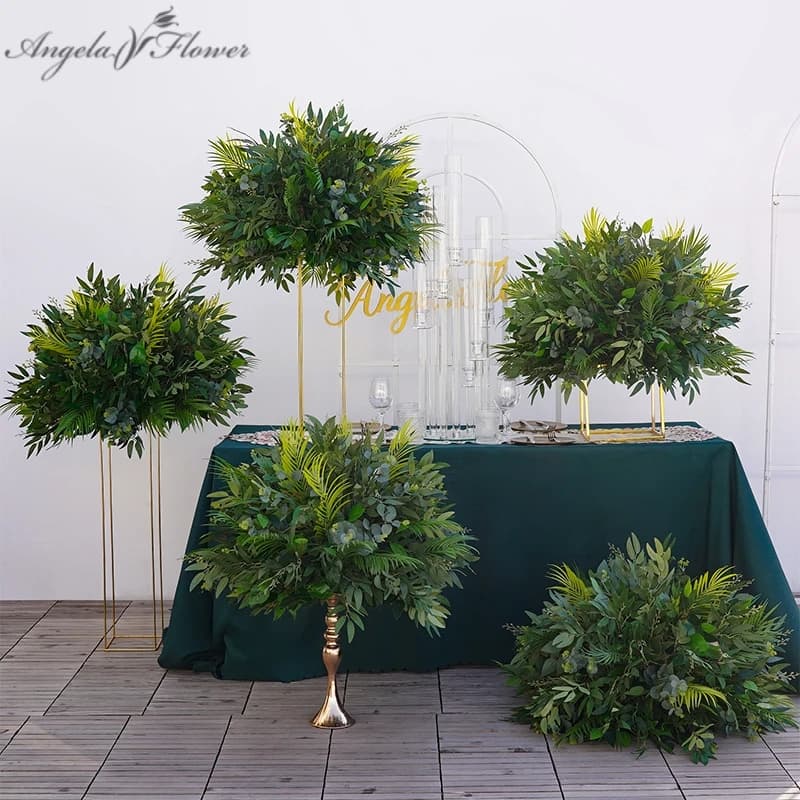 Centre de table de mariage feuille plante verte
