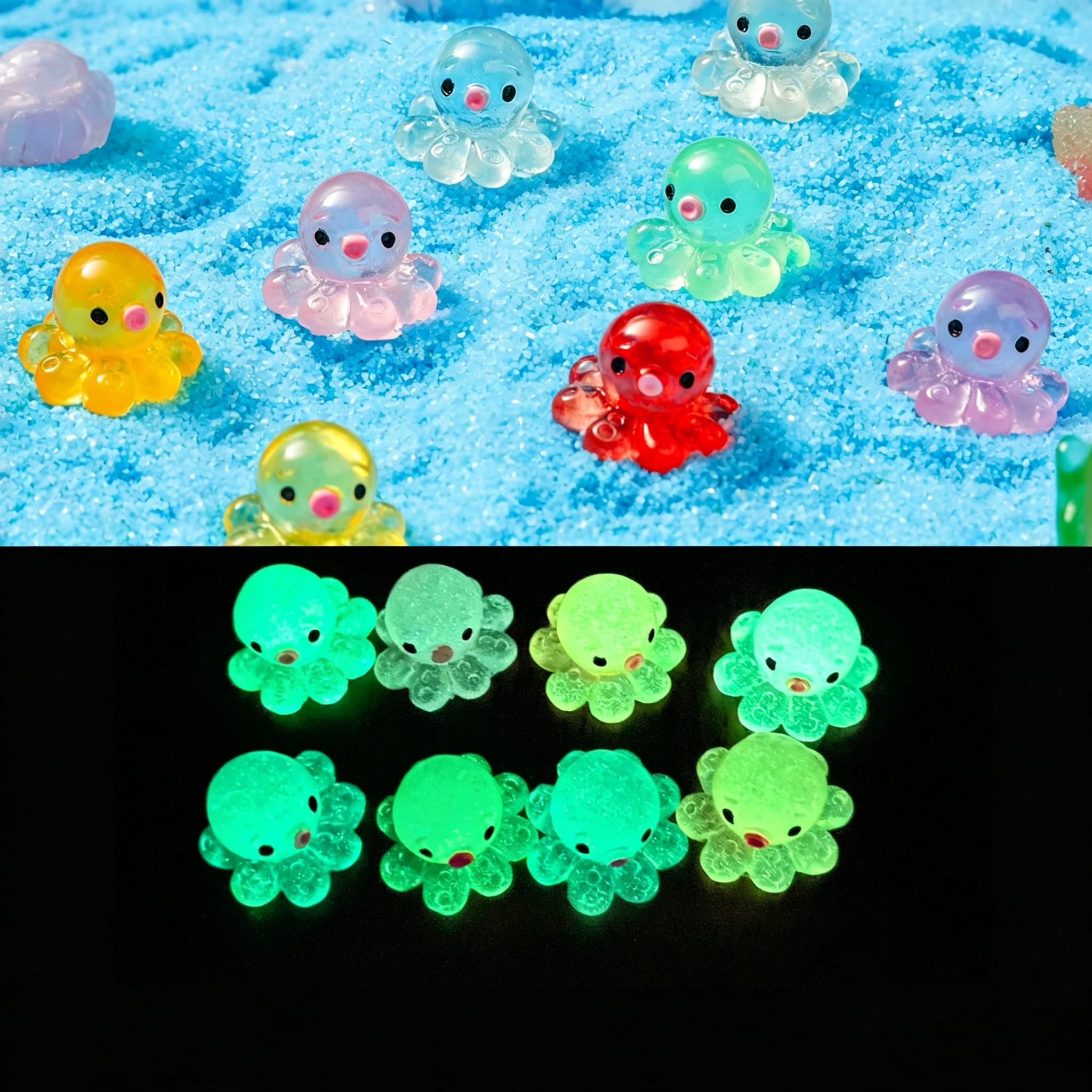 Figurines miniatures d'octopus lumineux roses, 10 à 50 pièces, décorations pour micro-jardins féeriques, paysages féeriques, décoration de maison
