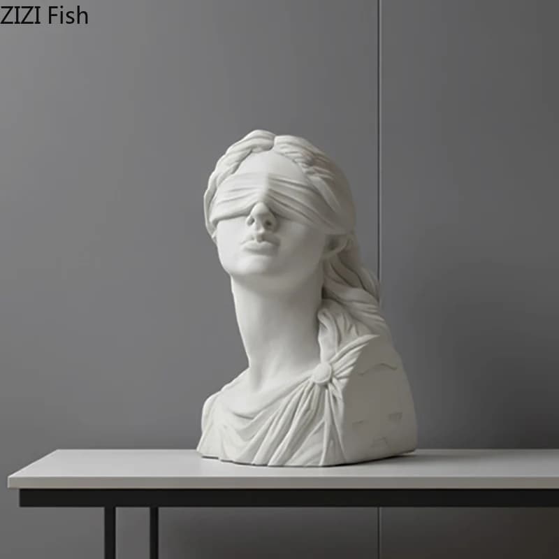 Statue en plâtre de déesse de la Justice Themis, décoration de bureau, œuvre d'art classique, personnages demi-corps, Sculpture, décor esthétique de salle