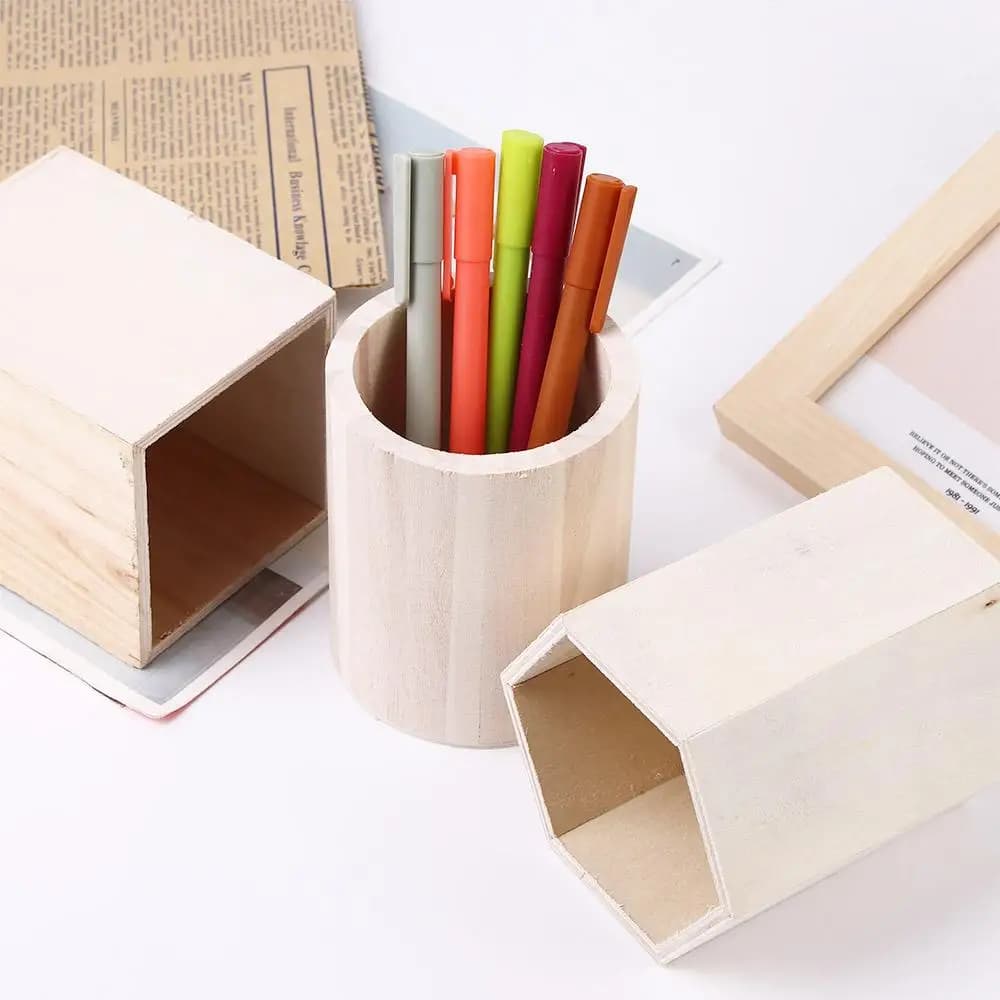Joli organisateur de bureau tendance, accessoires de bureau, boîte de rangement pour papeterie, porte-crayons, porte-stylos en bois