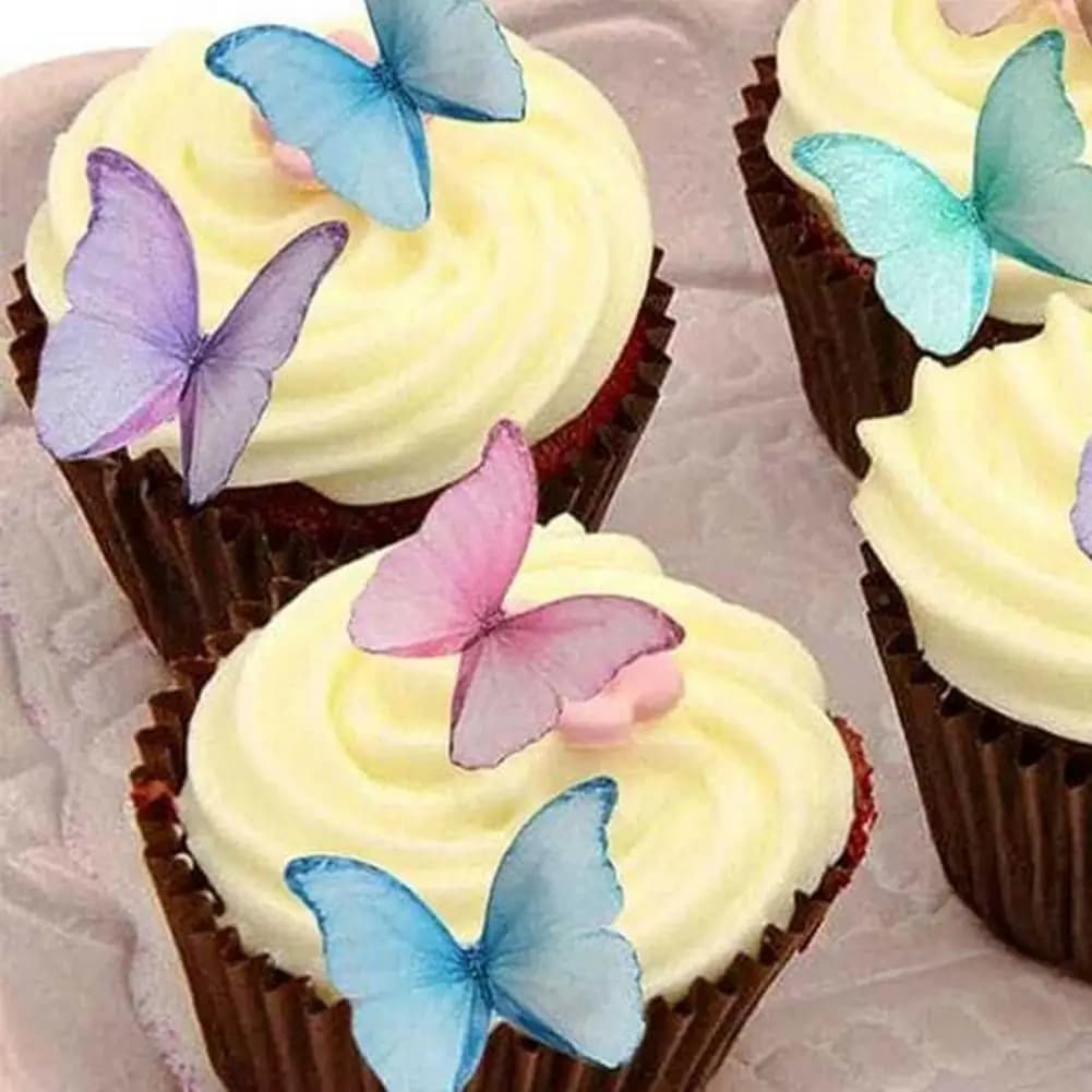 40/48 pièces décoration de gâteau plaquette papillon papier fleur décoration de gâteau papillon fleur Cupcake décoration accessoire de fête d'anniversaire