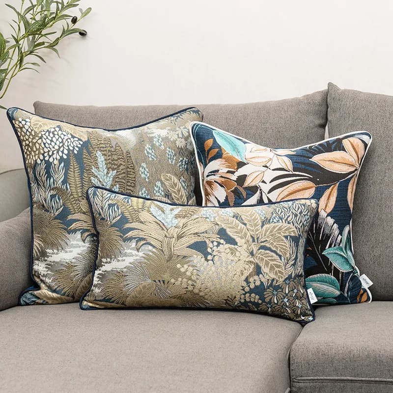 Housse de coussin Jacquard plante tropicale moderne