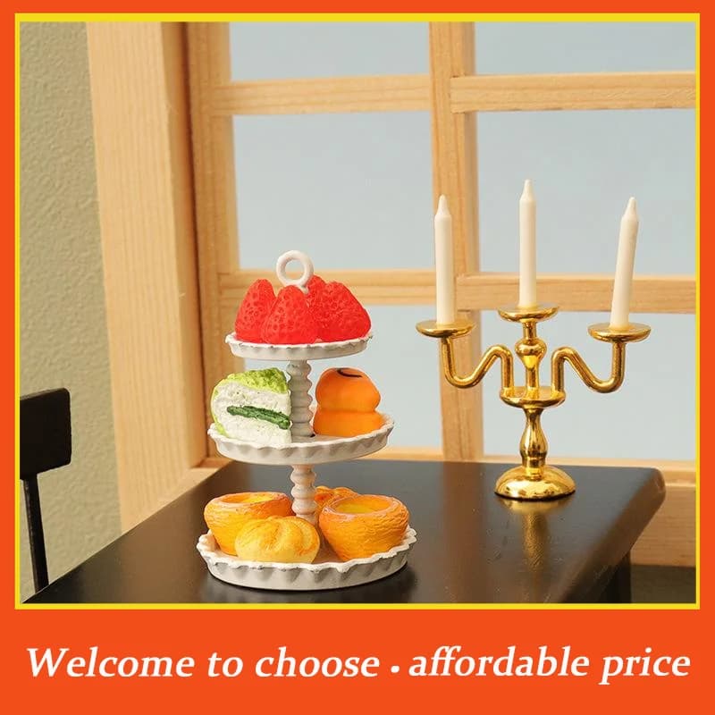 1 pièce, nouveau modèle de mini plateau à gâteau pour maison de poupée, support à gâteau miniature de simulation, jouet décoratif, accessoires de décoration de scène pour maison de poupée