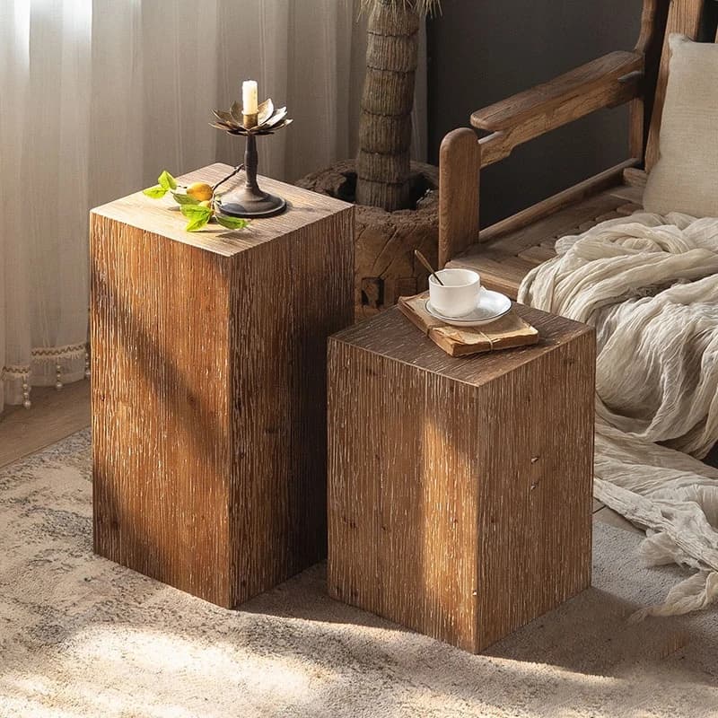 Table basse carrée rétro, bureau d'appoint vintage, tabouret bas en bois pour canapé, coin de balcon, salon, entrée