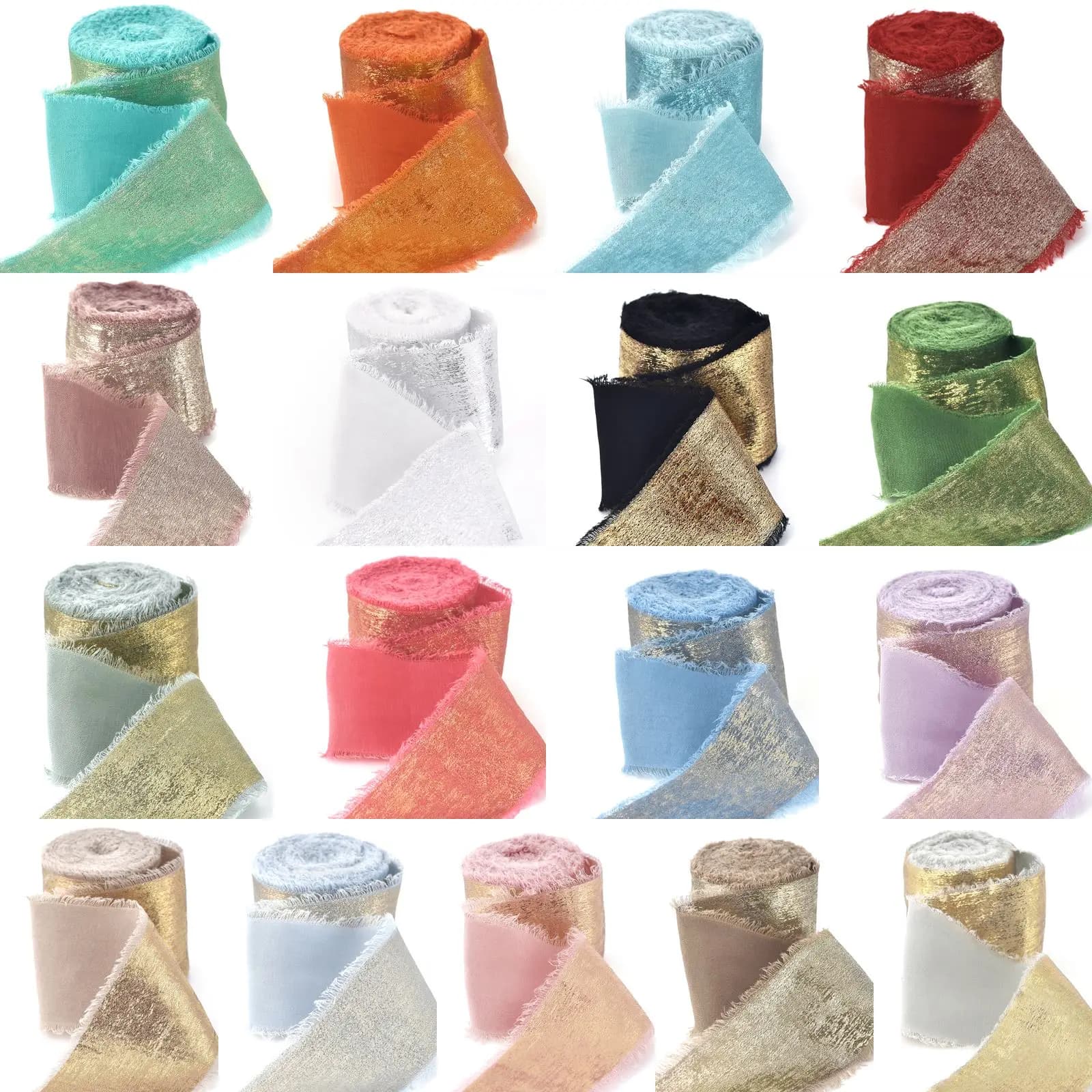 Rouleau de ruban en soie déchiré à la main, 5 m/rouleau, emballage de Bouquet de nœud papillon pour fête de mariage, ruban pour boîte-cadeau, décoration de cravate