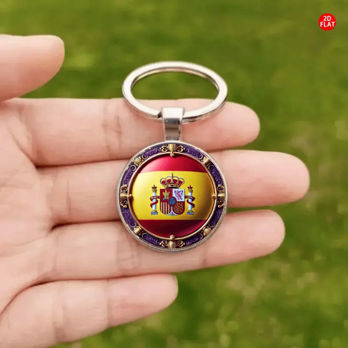 Porte-clés emblème espagnol vintage. Fabriqué en alliage de fer/zinc durable