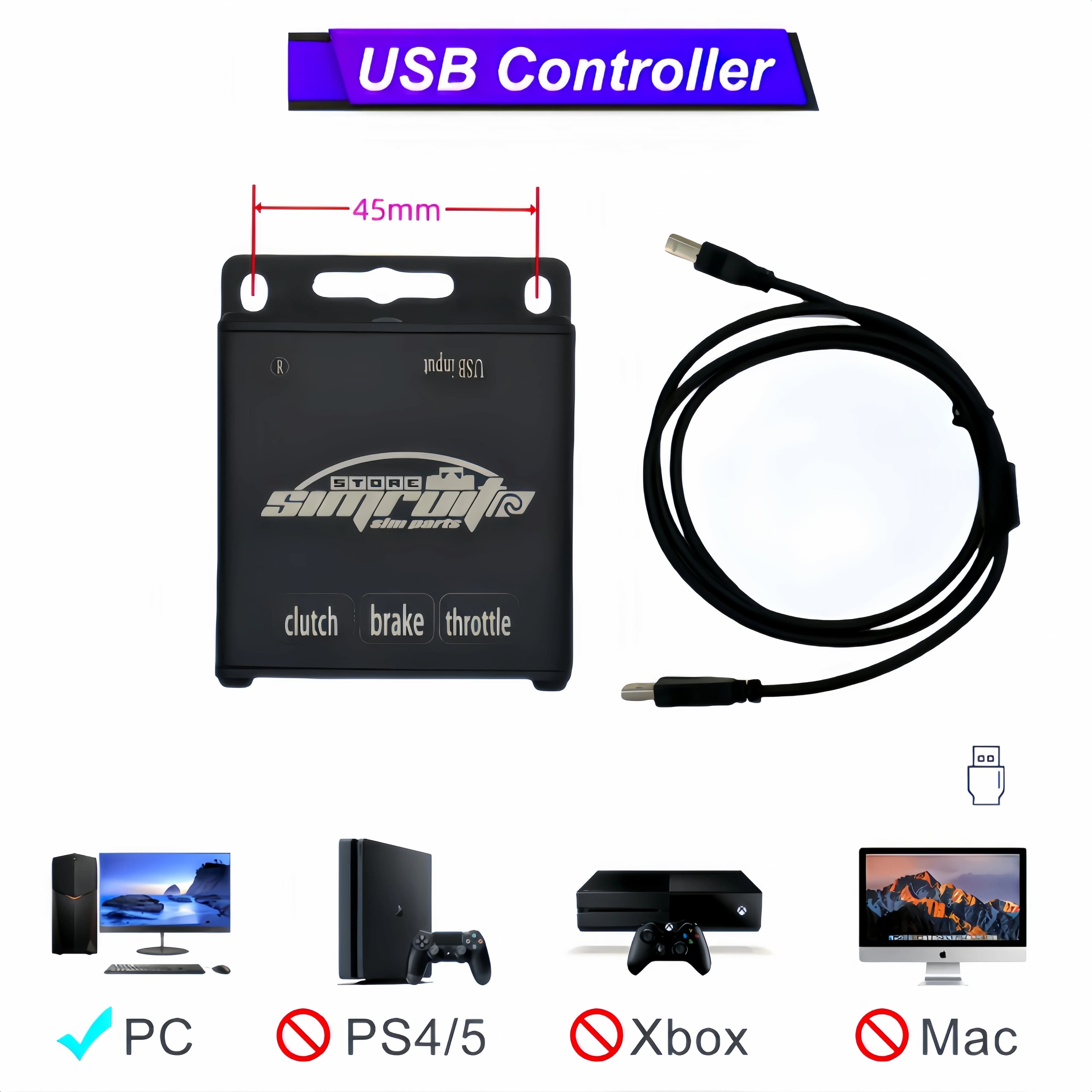 Volant et pédales Sim Racing pour boîte de commande intelligente Pc