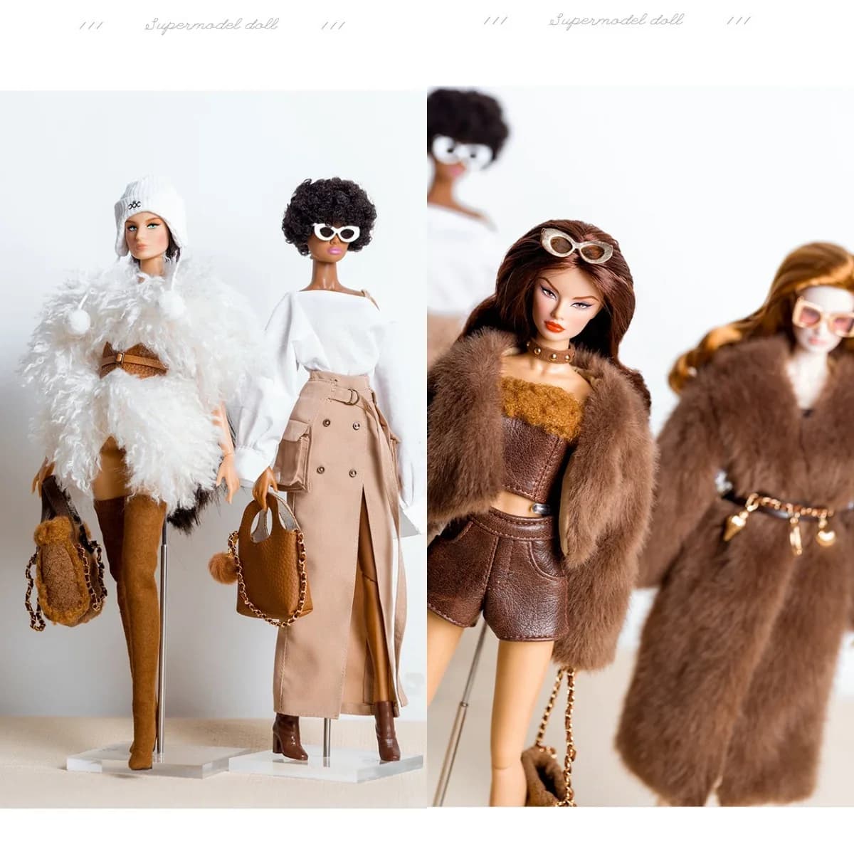 Accessoires de vêtements de supermodèle, veste rétro d'hiver/ensemble de manteau trench classique en fourrure de luxe pour poupée Babi FR Xianxian 1/6, 30cm