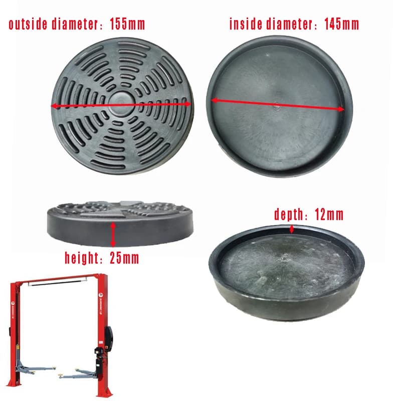 Lot de 4 patins de levage universels en caoutchouc, grands et ronds, 155 mm, adaptés aux chariots élévateurs automatiques et aux grues de camions automatiques