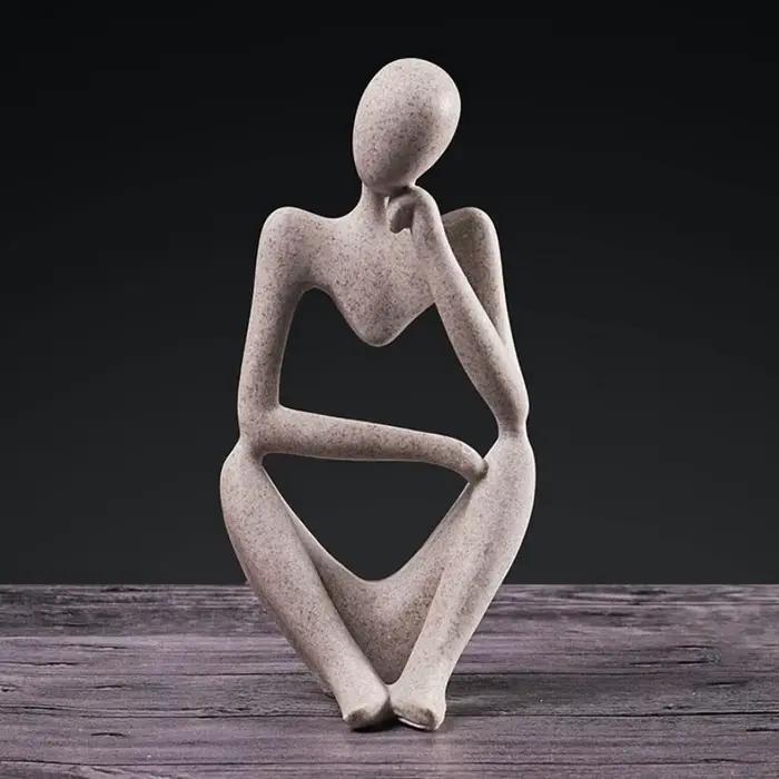 Statue abstraite de penseur, sculpture de figure, petits ornements, statue de résine, artisanat à la