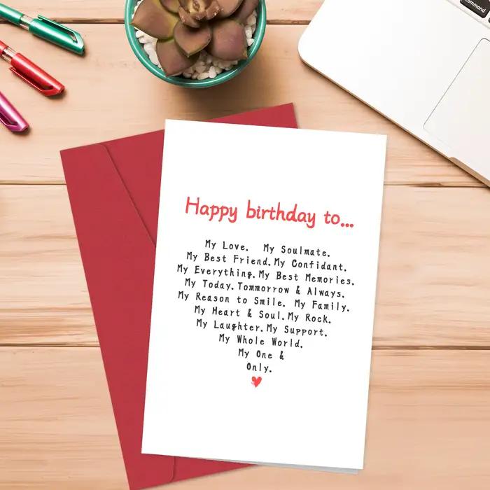 Carte d'anniversaire romantique pour mari et petit ami, cartes d'anniversaire drôles pour femme et p