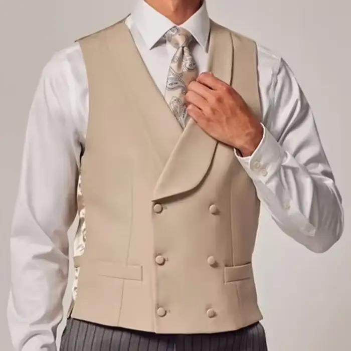 Gilet pour homme bleu ciel uni, à double boutonnage, col châle, pour mariage, marié, affaires, banqu