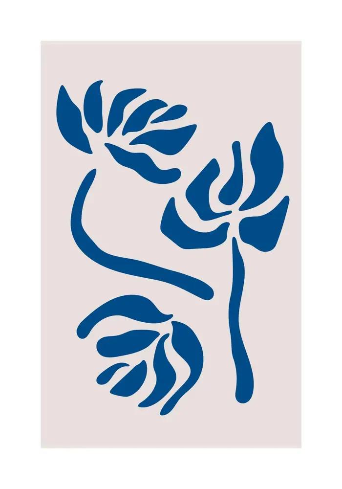 Peinture sur toile abstraite à rayures bleues, style Matisse, avec vase à fleurs, affiches et images
