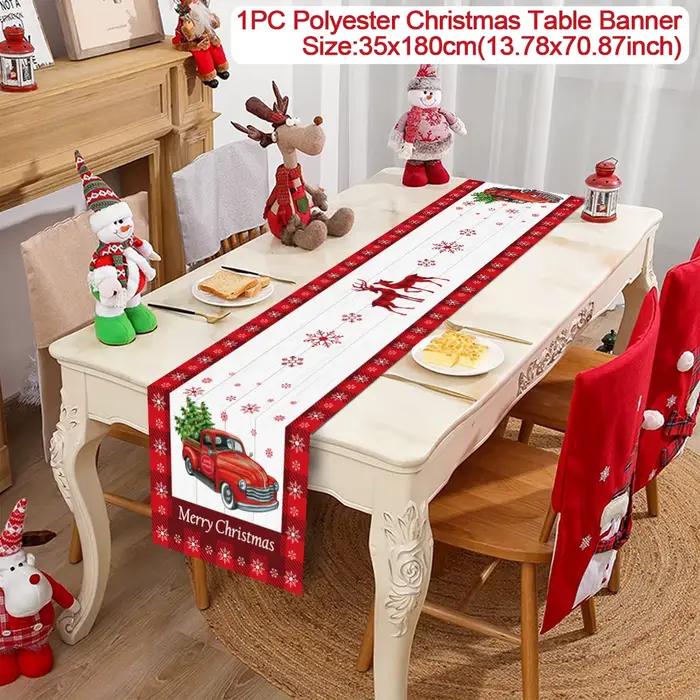 Chemin de table de Noël pour la décoration de la maison, décor de fête de Noël, ornement de joyeux N