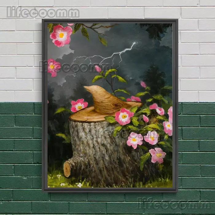 Couronne arbre racines et harpe surréaliste fantaisie Nature mur Art toile peinture Jungle nature mo