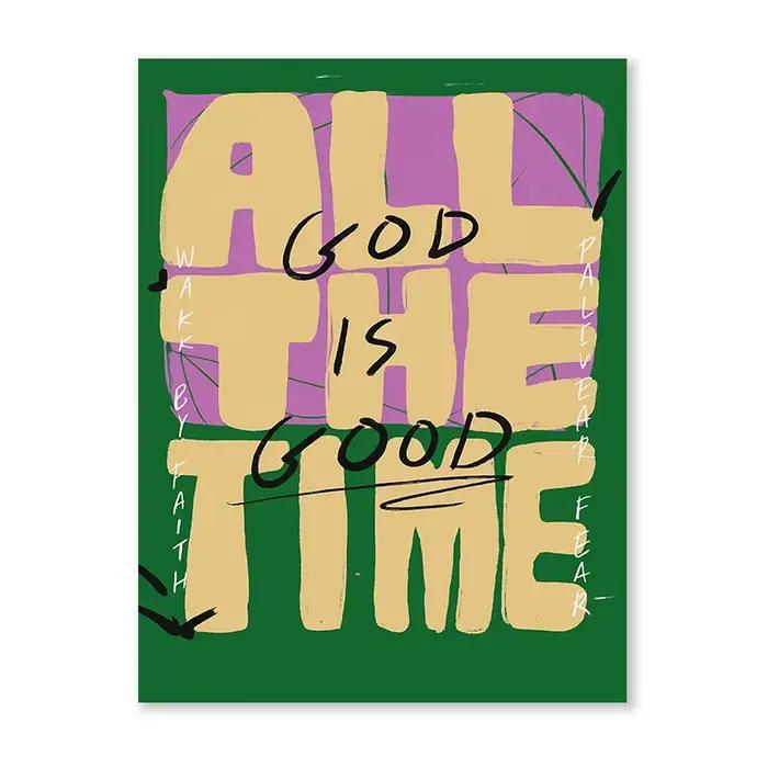 Affiche murale rétro chrétienne avec citation de dieu est bon tout le temps, imprimés sur toile, pei