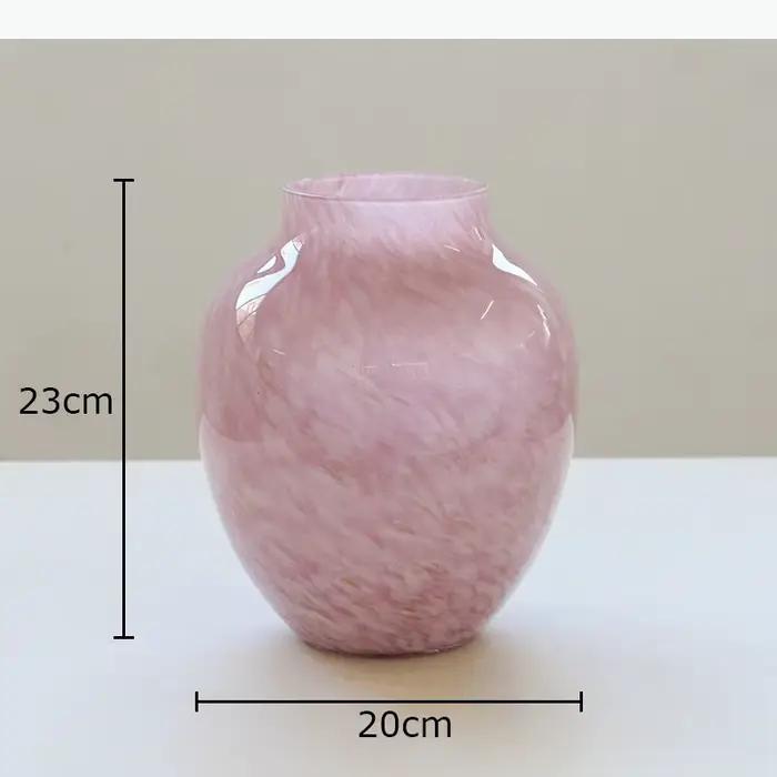 Vase en verre dégradé rose, pots de plantes, décoration de table, fleurs artificielles, arrangement