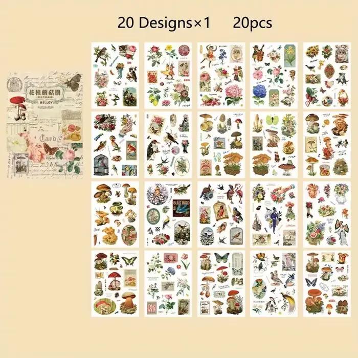 Livre d'autocollants de 20 feuilles, matériel de décoration rétro pour Journal indésirable, fournitu