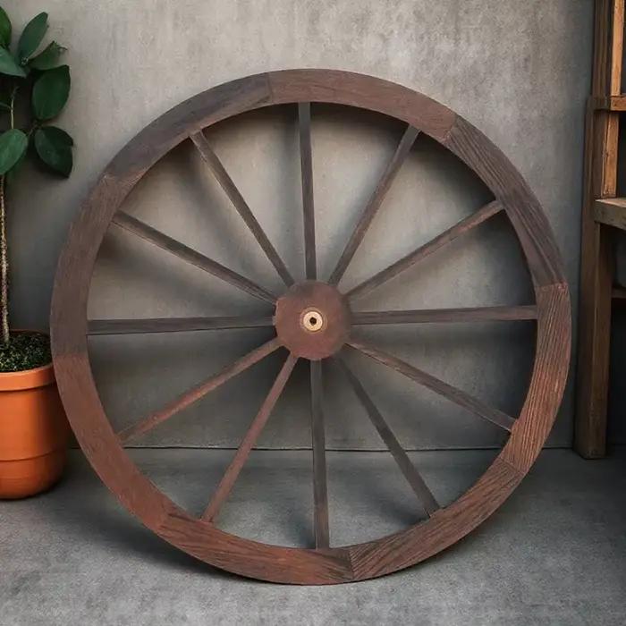 Décoration murale en bois, chariot vintage rustique, roue de chariot, décoration murale pour jardin,