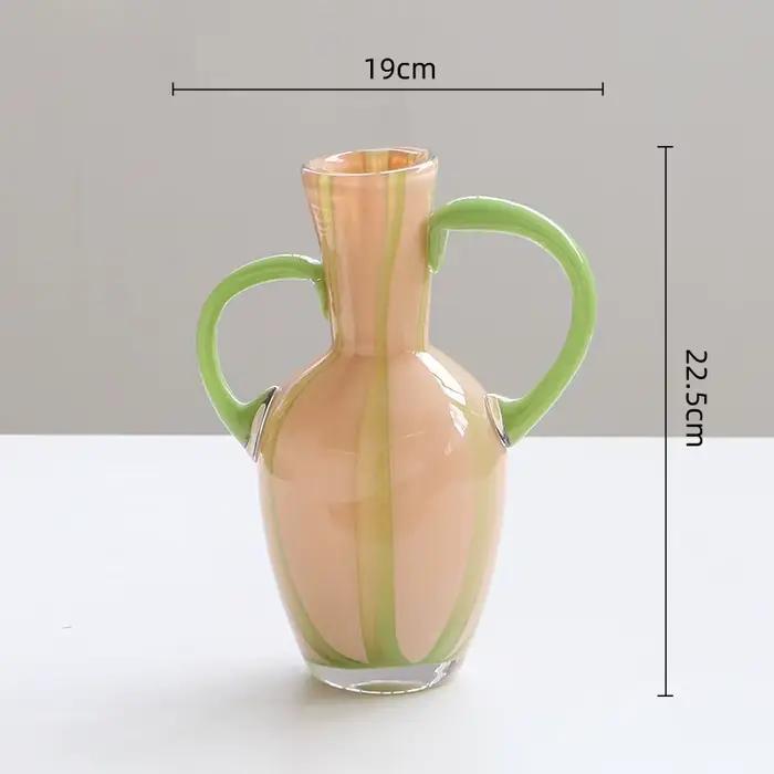 Vase en verre coloré avec poignée rétro, pichet, bouilloire à eau, vase à fleurs, hydroponie, terrar