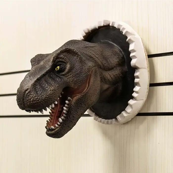 Sculpture murale de dinosaure 3D, tête de dinosaure en résine avec griffes, décoration d'intérieur