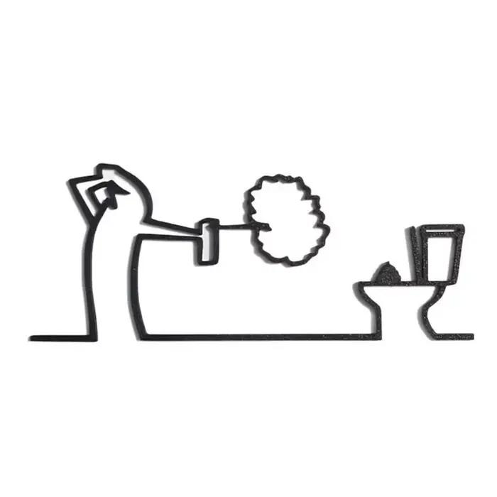 Panneau mural 2D en métal plat pour salle de bain, design minimaliste et humoristique, décoration in