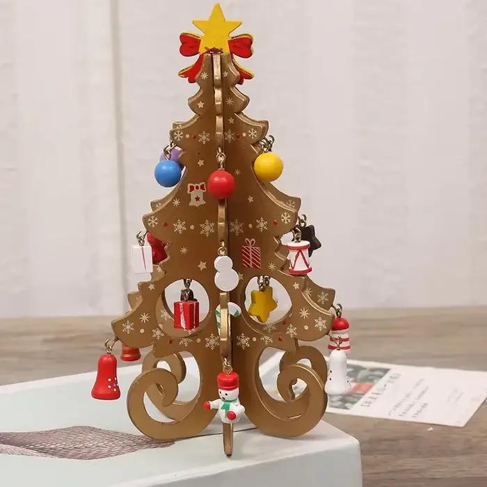 Décorations créatives en bois pour arbre de noël, 1 pièce, décoration de fête de bureau pour la mais