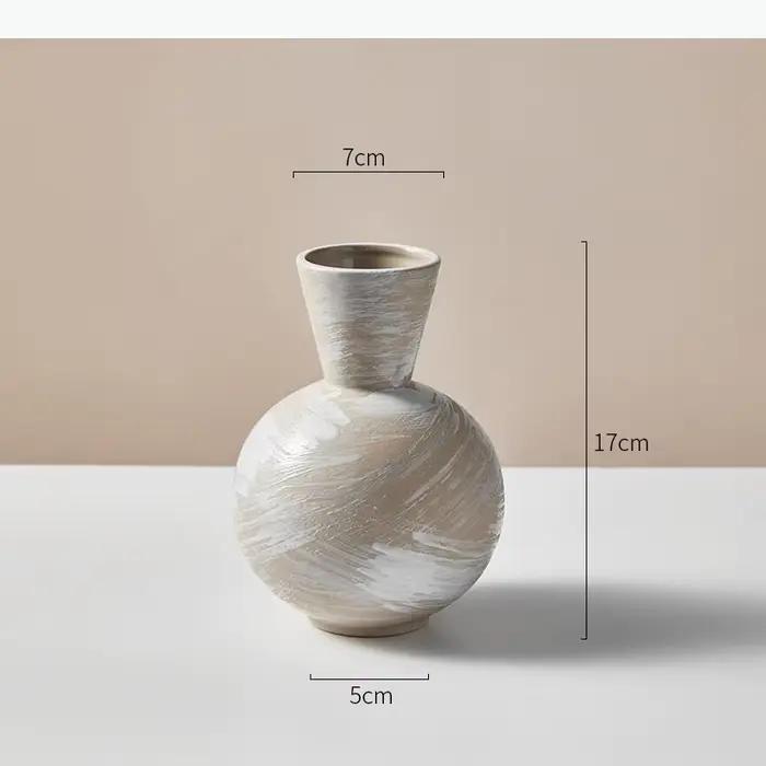 Vase en céramique irrégulier peint à la main de style vintage, récipient créatif pour arrangement fl